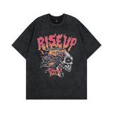 Men T Shirt Cartoon Worn Looking Washed-out Short Sleeve T-shirt