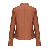 Red Leather Jacket Women's Leather Top Long Sleeve Spring and Autumn Thin Jacket