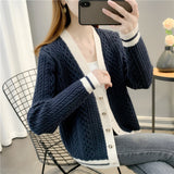 Women Knitwear Fall/Winter V-neck Sweater Coat Loose Knitted Cardigan