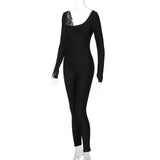 Women Jumpsuit Winter U-Collar Backless Long Sleeves Jumpsuit