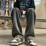 Men Jeans Black Jeans Oversize Loose Straight Drooping Wide Leg Pants
