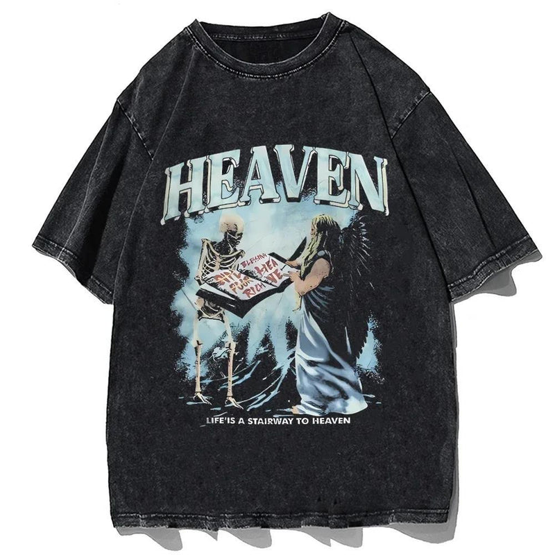 Vintage Cute Cat Graphics T-shirt Y2k Letter Print Washed