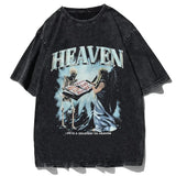 Vintage Cute Cat Graphics T-shirt Y2k Letter Print Washed