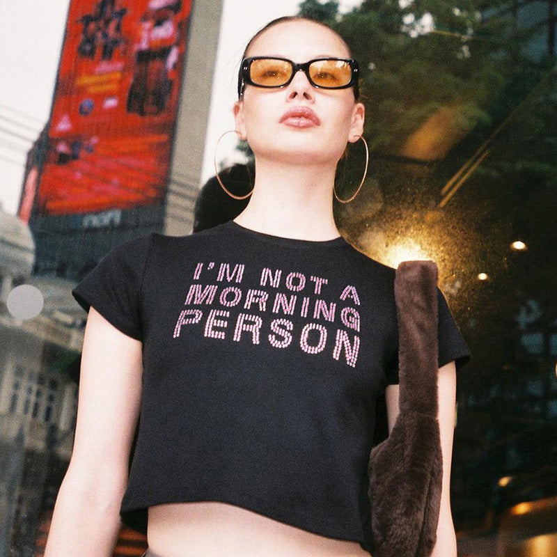 Women Tops round Neck Letter Short Sleeve T-shirt Summer Casual Top (Csm2024)