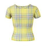 Women Tops Summer Mesh Printed T-shirt Slim-Fit Crop-Top