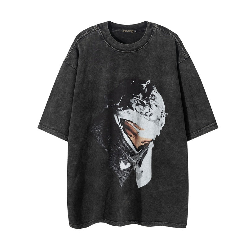 Men T Shirt Portrait Printing Half-Sleeve Base T-shirt Hip Hop