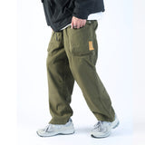 Men Sweatpants Thickened Multi-Pocket Loose Wide-Leg Overalls