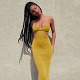 Women Dresses Hollow Backless Sling Dress Slim Fit Long Dress