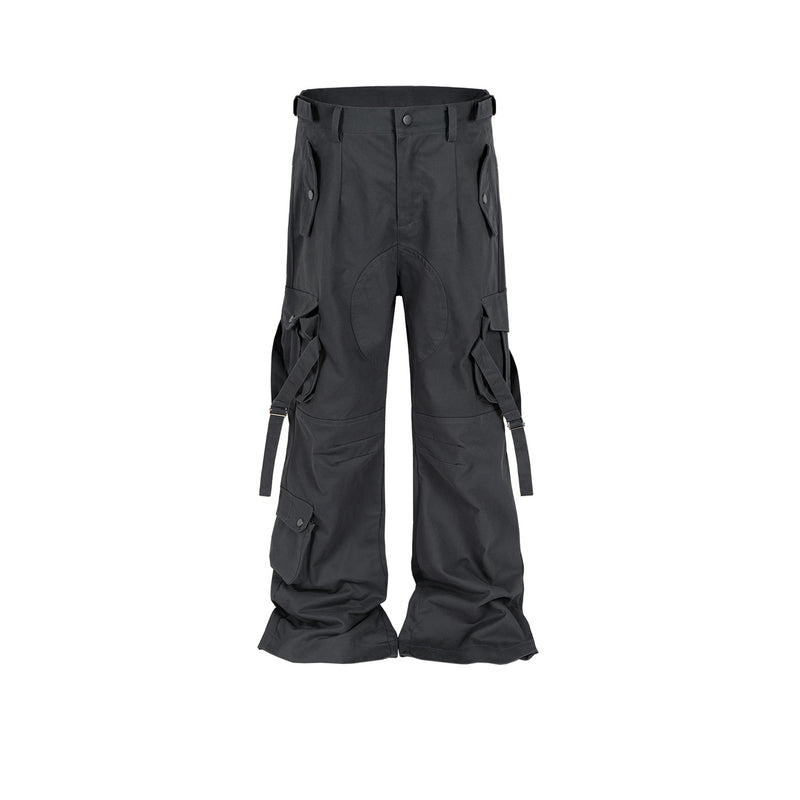MIJKO Men's Vintage Pants MIJKO overalls men's and women's wide-footed casual trousers