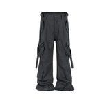 MIJKO Men's Vintage Pants MIJKO overalls men's and women's wide-footed casual trousers