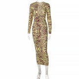Women Dresses Winter Hollow out Long Sleeve Slim Fit Dress