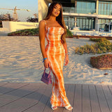 Women Dresses Slim Fit Backless Suspender Midi Dress