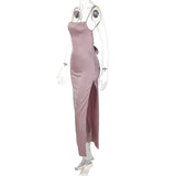 Women Dresses Summer Sexy Backless Slim Fit Split Sling Dress