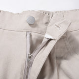 Men Sweatpants Zipper Workwear with Pocket Casual Trousers Solid Color Pleated Straight-Leg Pants