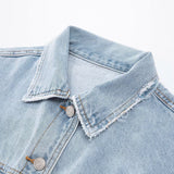 Women Jacket Washed and Worn Loose Short Lapels Jeans