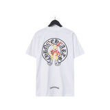 CHH Chrome Heart T Shirts Croix Cross Leather Printed Short Sleeve T-Shirt