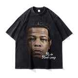 Asap Rocky T Shirts Washed Vintage Hip Hop Short Sleeve Print