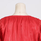 Women Dresses Vintage Spring round Neck Lantern Sleeve Dress (Qymy0409)