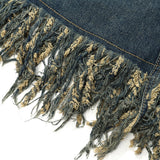 Women Long Skirt Tassel Denim Midi Dress A- line Skirt