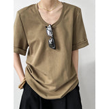 Women T Shirt U Collar Short Sleeve T-shirt Loose Sleeve T-shirt