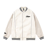 Unisex Jacket Autumn Pu Stitching Rugby Jacket