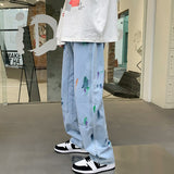 Men Jeans Splash-Ink Jeans Men's Autumn Baggy Straight Trousers Casual Trousers