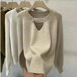 Women Knitted Pullover Autumn and Winter round Neck Knitwear Loose Top