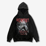 Men Hoodie Vintage Washed Distressed Graffiti Hoodie