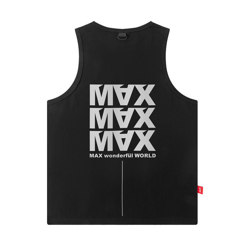Men Vest Letter Print Vest Loose Summer Sleeveless T-shirt Men and Women