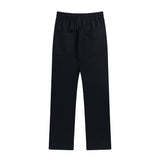 Men Sweatpants Zipper Split Casual Suit Pants Pure Color Elastic Waist Slim-Fit Straight Trousers Loose