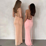 Women Dresses Winter Sexy Backless Slim Fit Lace-up Dress