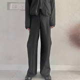MIJKO Men's Vintage Pants MIJKO Men's Women's Straight Wide Feet Waterproof Zipper Casual Pants