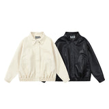 Unisex Jacket Fall Retro Lapels Leather Jacket