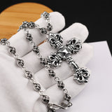 Chrome Hearts Necklace Classic Vintage Flame Cross Fish Hook Button Head Design Men and Women