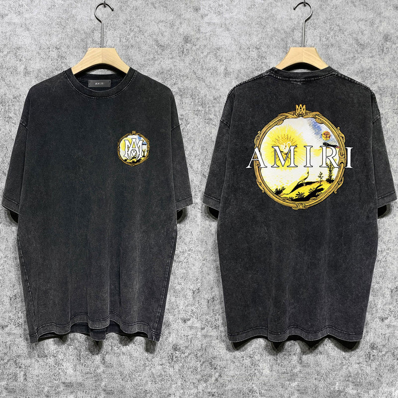 Amiri T Shirts Washed and Worn Retro Short Sleeve T-shirt