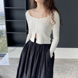 Women Cardigan Sweater Retro Square Collar Knitted Cardigan Short Top Female 8t8215