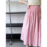 Women Skirt Pleated A- line Skirt Mid-Length Umbrella Skirt