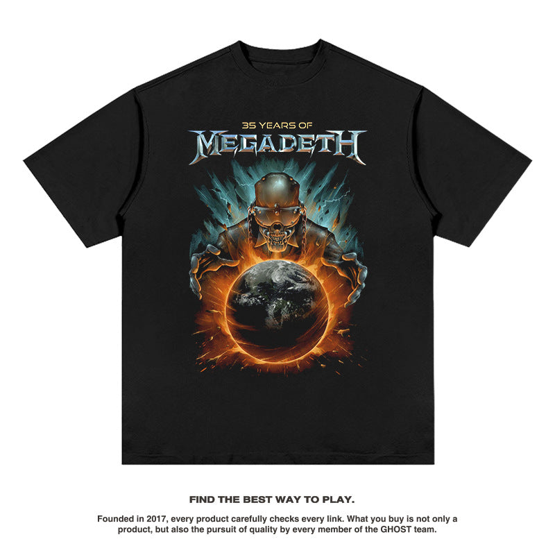 Mens Vintage Rock Band T-Shirt Short Sleeve T-Shirt Crew Neck Rock