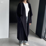 Women Cardigan Sweater Crew Neck Thick Sweater Fall and Winter Lapels Loose-Fitting Long Sleeve Sweater A3386