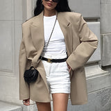 Women Trench Coat Autumn Winter Retro Khaki Blazer