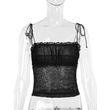 Women Tops Summer Sexy Slim Fit Spaghetti Straps Knitted Top (Csm202404)