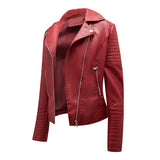 Red Leather Jacket Short Spring and Autumn Leather Slim Lapel Motorcycle Clothing