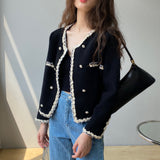 Women Cardigan Sweater Autumn Knitted Short Coat Slim-Fit Cardigan Long Sleeve Coat 2ta07
