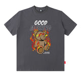 Men T Shirt Flame Bear Print Couple Short Sleeve T-shirt Hip Hop