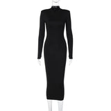 Women Dresses Fall Slim Fit Turtleneck Long Sleeve Dress