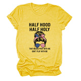 HALF HOOD HALF HOLY Loose Crew Neck Women's Short Sleeve T-Shirt