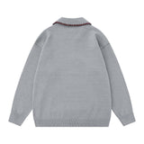 Unisex Sweater Autumn Polo Collar Embroidered Sweater