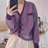 Women Knitwear Autumn Double Breasted Sweater Loose Knitted Cardigan