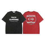 Men T Shirt Letter Print Distressed Short Sleeve T-shirt for Men and Women