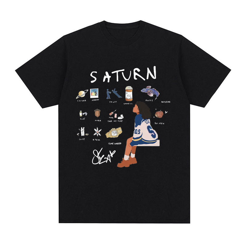SZA Saturn T-shirts Men Women Fashion Hip Hop Harajuku T-shirt
